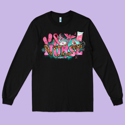 Breast Cancer Nurse Long Sleeve Tee Designed By Adodesignshop