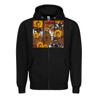 Black western horse with sunflowers and aztec leopard cowhide Zipper Hoodie - Artiststas
