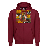 Burgundy western horse with sunflowers and aztec leopard cowhide Zipper Hoodie - Artiststas