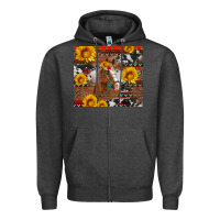 Charcoal Heather western horse with sunflowers and aztec leopard cowhide Zipper Hoodie - Artiststas