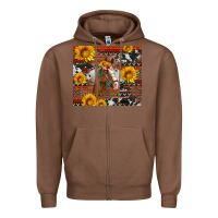 Chestnut western horse with sunflowers and aztec leopard cowhide Zipper Hoodie - Artiststas