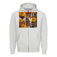 Dove Grey western horse with sunflowers and aztec leopard cowhide Zipper Hoodie - Artiststas