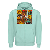 Seafoam western horse with sunflowers and aztec leopard cowhide Zipper Hoodie - Artiststas