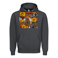 Smoke western horse with sunflowers and aztec leopard cowhide Zipper Hoodie - Artiststas