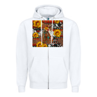 White western horse with sunflowers and aztec leopard cowhide Zipper Hoodie - Artiststas