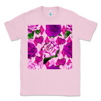 Bubblegum Pink valentines day roses and diamond plaid seamless pattern Classic Tee - BundleAndBundleShop