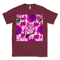 Burgundy valentines day roses and diamond plaid seamless pattern Classic Tee - BundleAndBundleShop
