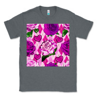 Charcoal Heather valentines day roses and diamond plaid seamless pattern Classic Tee - BundleAndBundleShop