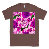 Chestnut valentines day roses and diamond plaid seamless pattern Classic Tee - BundleAndBundleShop