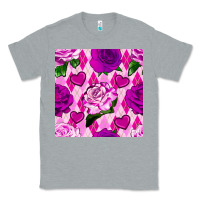 Heather Grey valentines day roses and diamond plaid seamless pattern Classic Tee - BundleAndBundleShop