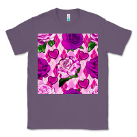 Lavender valentines day roses and diamond plaid seamless pattern Classic Tee - BundleAndBundleShop