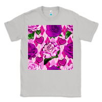 Moon Dust valentines day roses and diamond plaid seamless pattern Classic Tee - BundleAndBundleShop