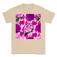 Mushroom valentines day roses and diamond plaid seamless pattern Classic Tee - BundleAndBundleShop