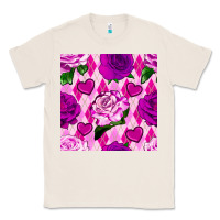 Natural valentines day roses and diamond plaid seamless pattern Classic Tee - BundleAndBundleShop