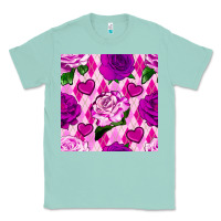 Seafoam valentines day roses and diamond plaid seamless pattern Classic Tee - BundleAndBundleShop