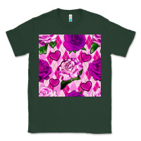 Sports Green valentines day roses and diamond plaid seamless pattern Classic Tee - BundleAndBundleShop