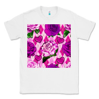 White valentines day roses and diamond plaid seamless pattern Classic Tee - BundleAndBundleShop