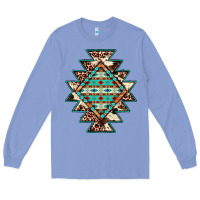 Colony Blue cowhide leopard gemstone aztec Long Sleeve Tee - JahusDesignShop