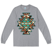 Heather Grey cowhide leopard gemstone aztec Long Sleeve Tee - JahusDesignShop