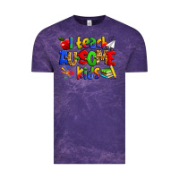 Cloud Purple i teach ausome kids autism teacher Vintage Tee - Zillion Design Studio