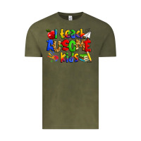 Vintage Olive i teach ausome kids autism teacher Vintage Tee - Zillion Design Studio