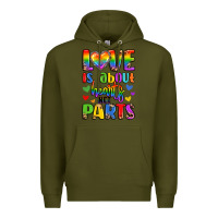 Army Green love is about hearts not parts Premium Hoodie - LillyAllenDesigns