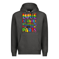 Charcoal Heather love is about hearts not parts Premium Hoodie - LillyAllenDesigns
