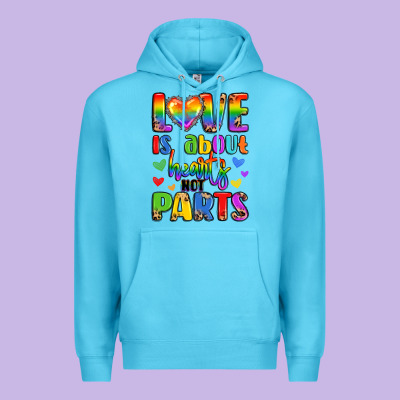 Love Is About Hearts Not Parts Premium Hoodie Designed By Lillyallendesigns