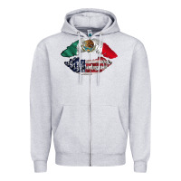 Heather Grey mexico usa lips Zipper Hoodie - AdoDesignShop