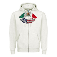 Oatmeal Heather mexico usa lips Zipper Hoodie - AdoDesignShop