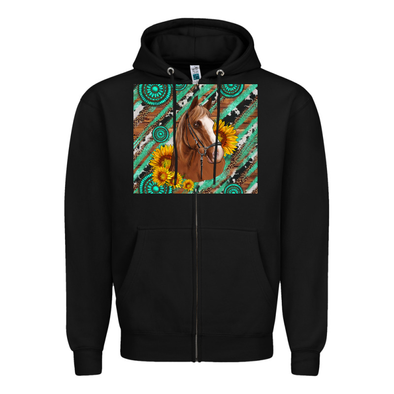 Western Horse With Gemstone And Sunflower Zipper Hoodie by Artiststas | Teevron