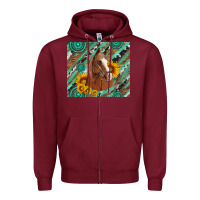 Burgundy western horse with gemstone and sunflower Zipper Hoodie - Artiststas