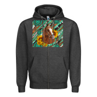 Charcoal Heather western horse with gemstone and sunflower Zipper Hoodie - Artiststas
