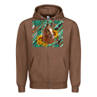 Chestnut western horse with gemstone and sunflower Zipper Hoodie - Artiststas