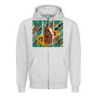 Dove Grey western horse with gemstone and sunflower Zipper Hoodie - Artiststas