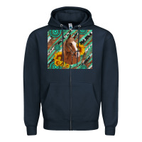 Navy western horse with gemstone and sunflower Zipper Hoodie - Artiststas