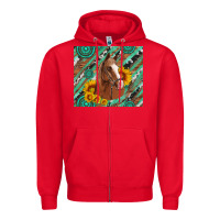 Red western horse with gemstone and sunflower Zipper Hoodie - Artiststas