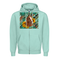 Seafoam western horse with gemstone and sunflower Zipper Hoodie - Artiststas