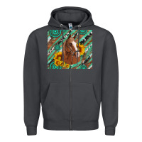 Smoke western horse with gemstone and sunflower Zipper Hoodie - Artiststas