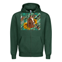 Sports Green western horse with gemstone and sunflower Zipper Hoodie - Artiststas