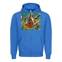 True Royal western horse with gemstone and sunflower Zipper Hoodie - Artiststas