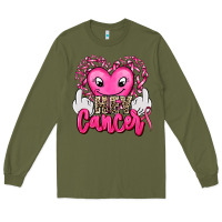 Army Green hey cancer with middle fingers Long Sleeve Tee - AdoDesignShop