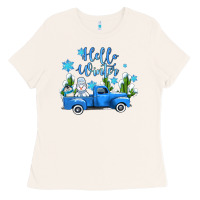 Bone hello winter with sniwman and  truck Ladies Tee - AdoDesignShop