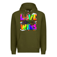 Army Green love always wins Premium Hoodie - LillyAllenDesigns