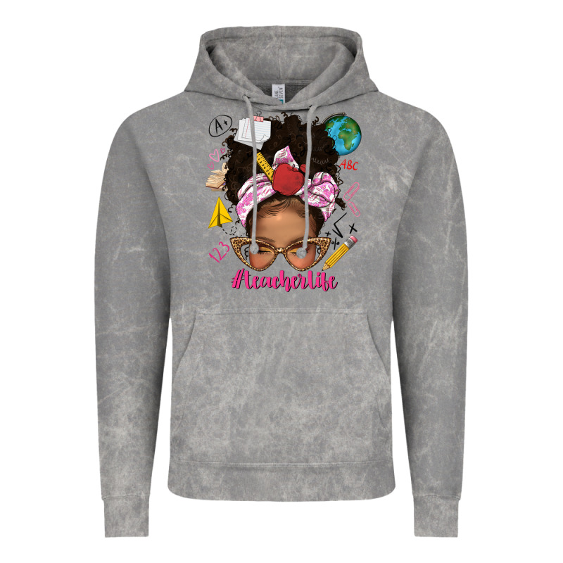 Afro Messy Bun Teacherlife Vintage Hoodie by texasbilliewilder | Teevron