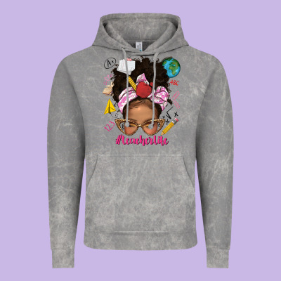 Afro Messy Bun Teacherlife Vintage Hoodie Designed By Texasbilliewilder
