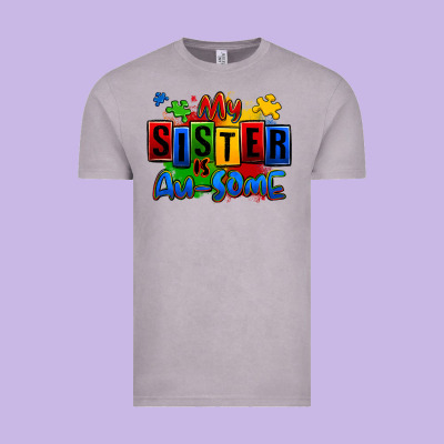 My Sister Is Ausome Autism Vintage Tee Designed By Zillion Design Studio