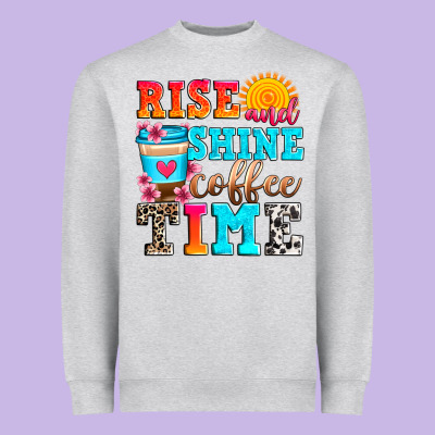 Rise And Shine Coffee Time Heavyweight Sweatshirt Designed By Zillion Design Studio