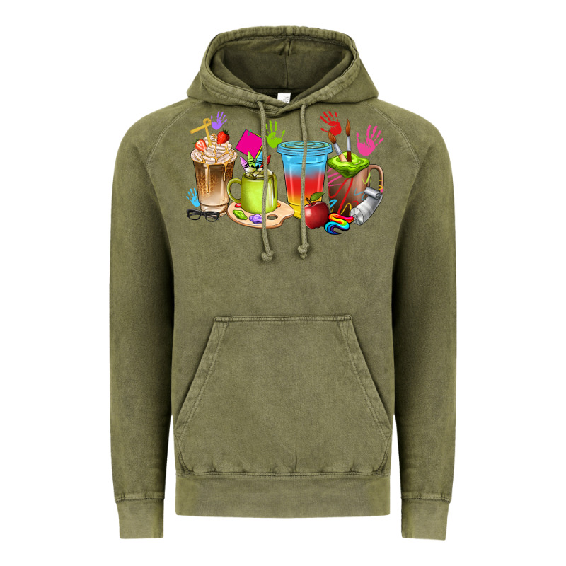 Art Teacher Coffee Cups Vintage Hoodie by texasbilliewilder | Teevron