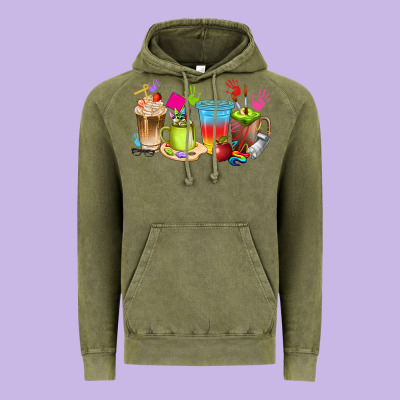 Art Teacher Coffee Cups Vintage Hoodie Designed By Texasbilliewilder